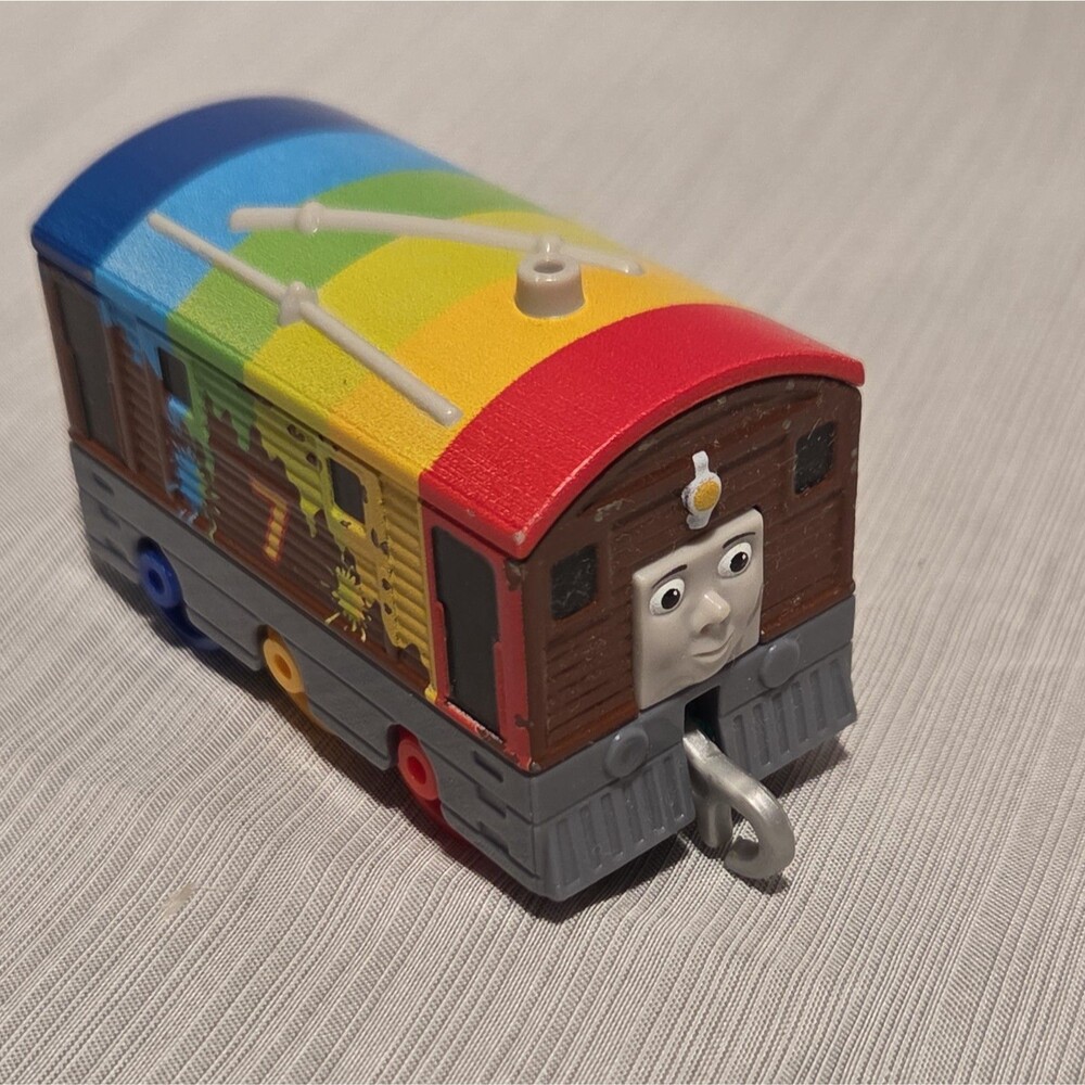 Thomas & Friends Rainbow Paint Spill Take Along Toby Die Cast Train Engine Toy